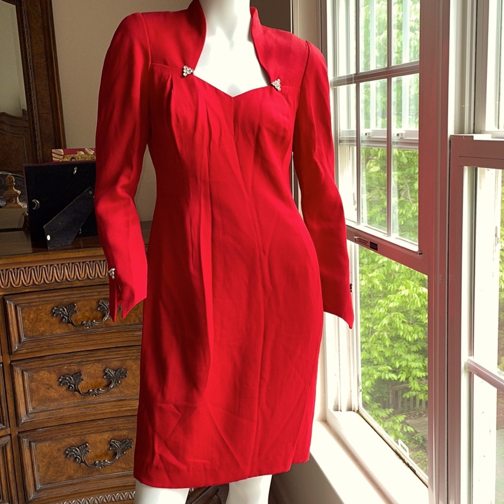 Red En Francais elegant cocktail dress petite